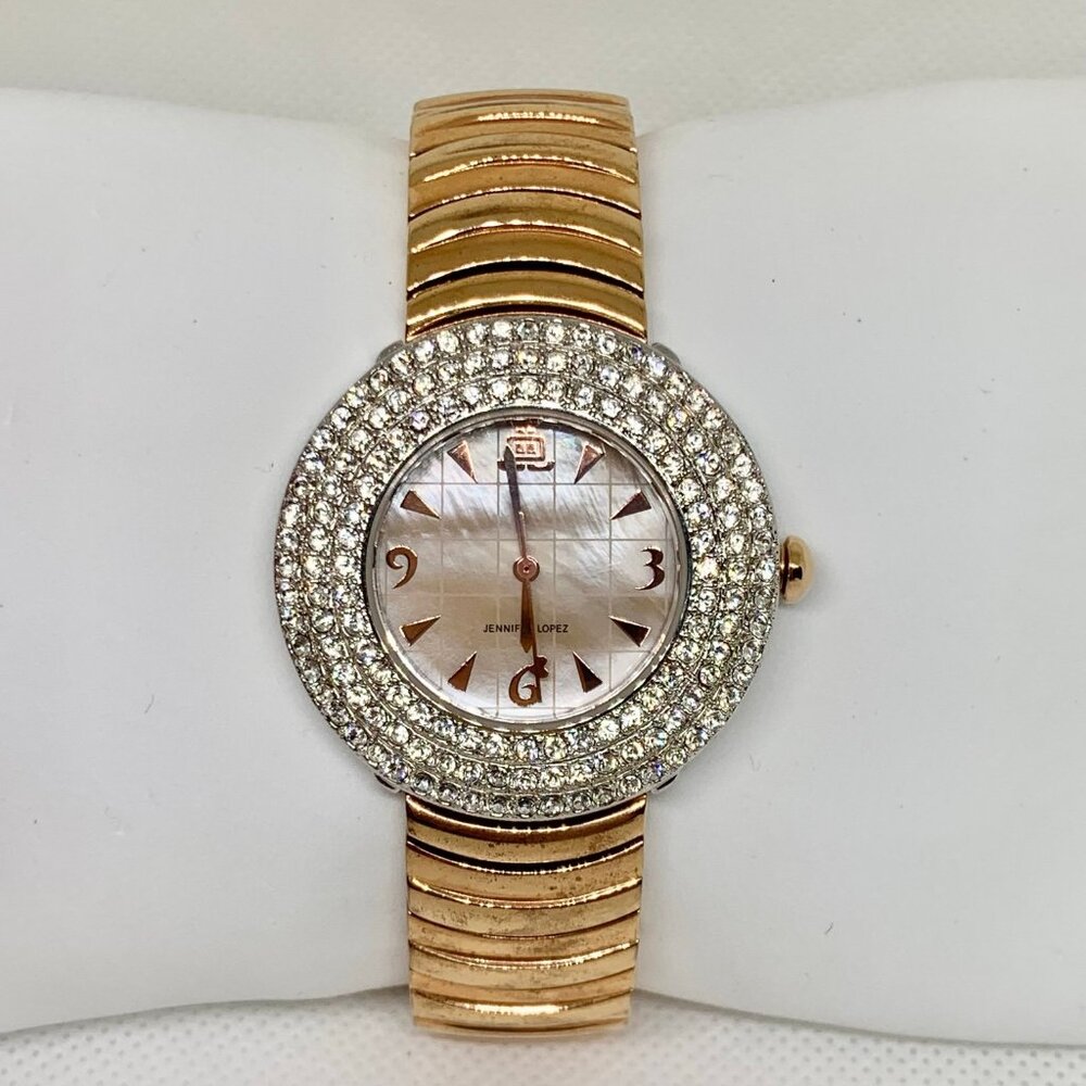 Jennifer Lopez Quartz Watch Women rose gold tone Day crystal 36mm case running